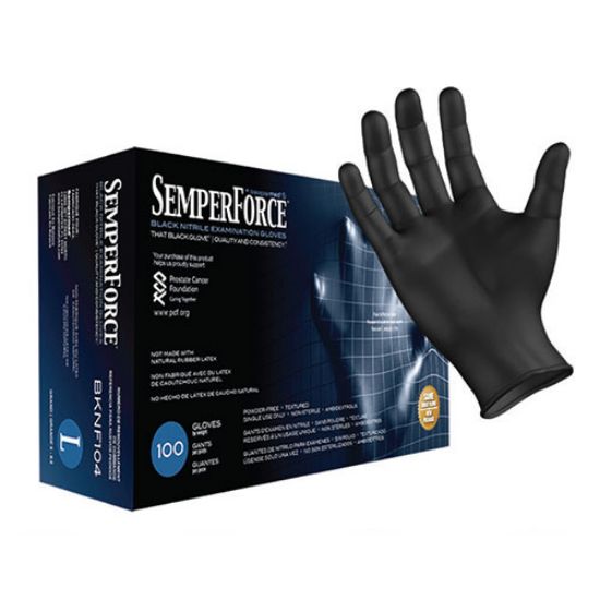 Picture of SemperMed SemperForce Black Nitrile Exam Gloves